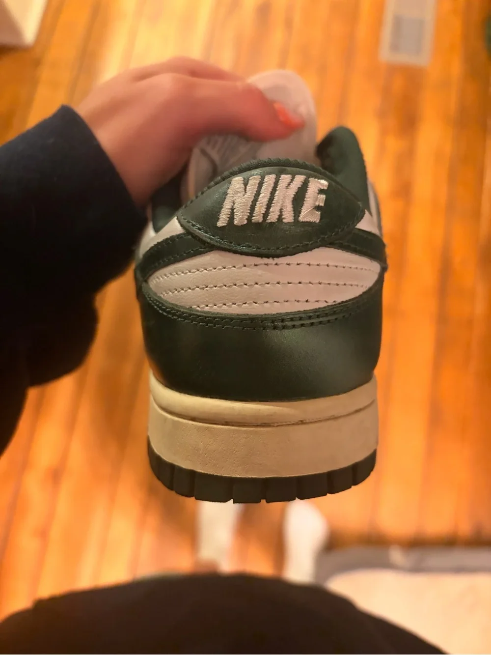Nike Men's Low-Top Sneakers in Dark Green and White